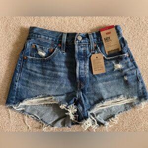 Levi's Original 501 Distressed Blue Jean Shorts size 24